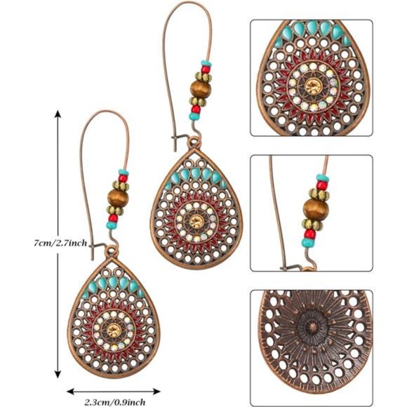 Leather Necklace BeadChoker Adjustable Vintage Turquoise Necklace Handmade Woven - Picture 2 of 8